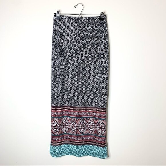 Women’s No Comment Maxi Skirt Boho Southwestern Print Side Slit Y2K 2000s Medium - Picture 15 of 16